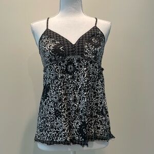 American Eagle Black & White Babydoll Top. Small Petite